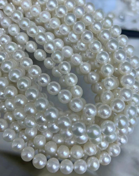 6-8mm White Freshwater Pearl Strand Necklace - Zafari Studio Jewelry