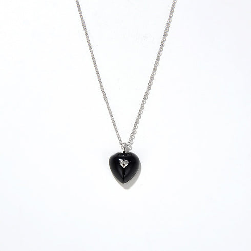 Black Agate Heart Pendant Necklace and Earrings (Purchase Individually) - Zafari Studio Jewelry
