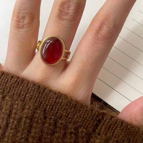 Red Onyx Ring Gold Vermeil - Zafari Studio Jewelry