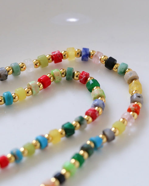 Multi-gems stitching chain colorful necklace and bracelet ( Purchase Individually) - Zafari Studio Jewelry