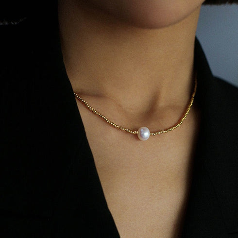 Disco Bead Freshwater Pearl Necklace - Zafari Studio Jewelry