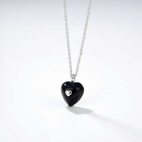 Black Agate Heart Pendant Necklace and Earrings (Purchase Individually) - Zafari Studio Jewelry
