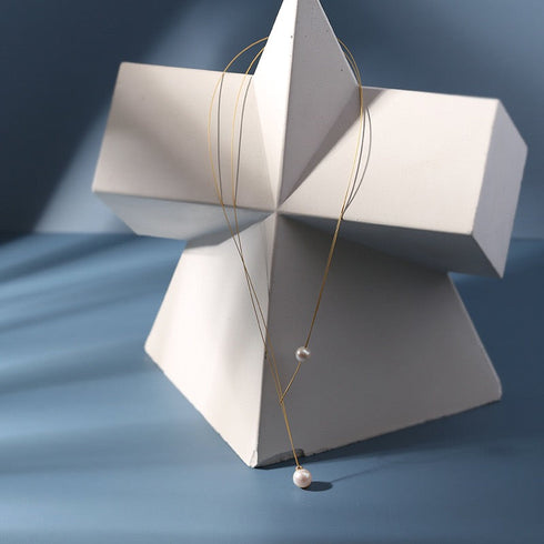 Simple Pearl Japanese Gold Wire Choker Necklace - Zafari Studio Jewelry