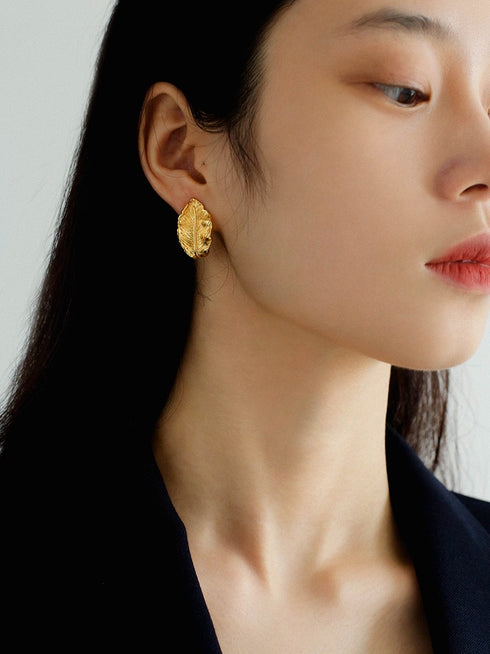Large Gold Leaf Earrings - Zafari Studio Jewelry