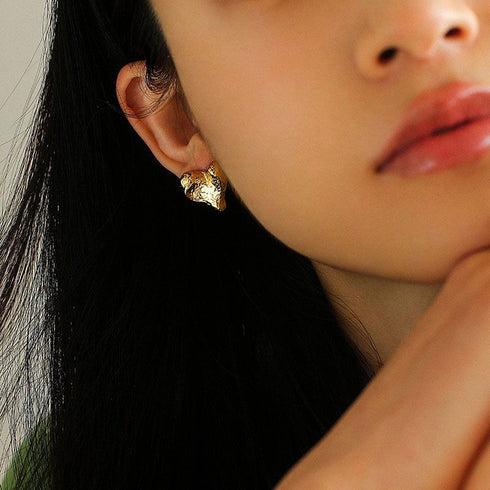 Trendy Heart Gold Earrings - Zafari Studio Jewelry