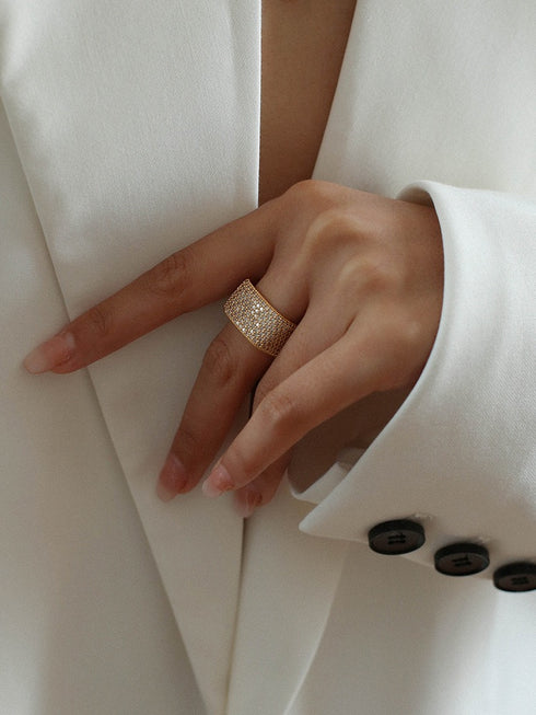 Dazzling Square Zirconia Encrusted Ring - Zafari Studio Jewelry