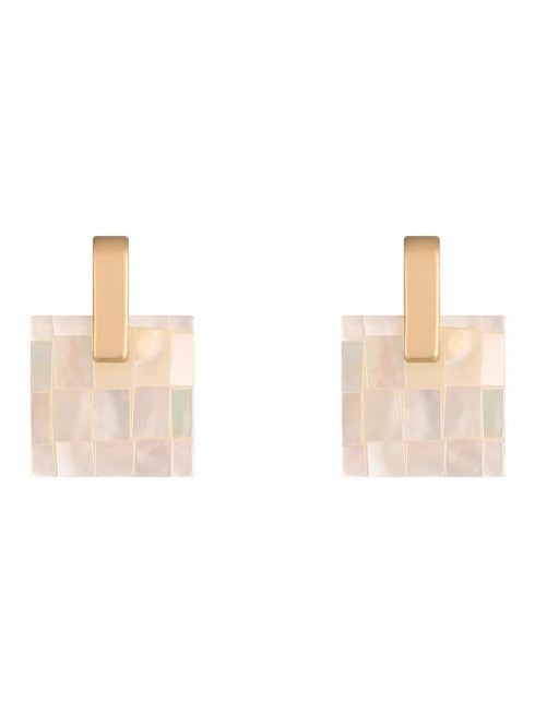 Mosaic Mother of Pearls Shell Earrings - Zafari Studio Jewelry