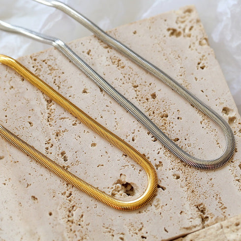 Popular Design Flat 18K Gold Plated Snake Chain Necklace - Zafari Studio Jewelry