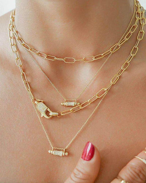 CZ Twisted Gold Chain Necklace and Bracelet (Purchase Individually) - Zafari Studio Jewelry