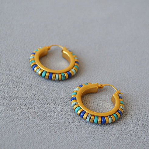 Gemstone Hoop Earrings - Zafari Studio Jewelry