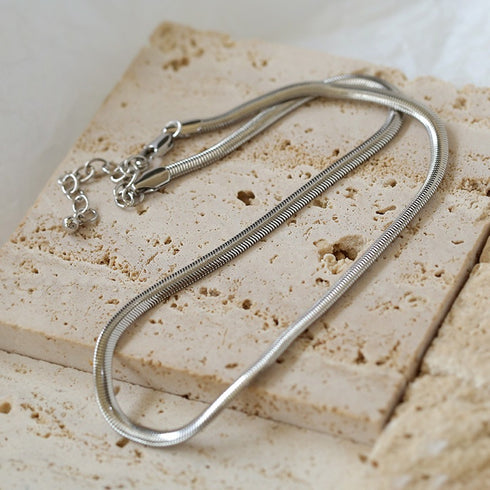 Popular Design Flat 18K Gold Plated Snake Chain Necklace - Zafari Studio Jewelry