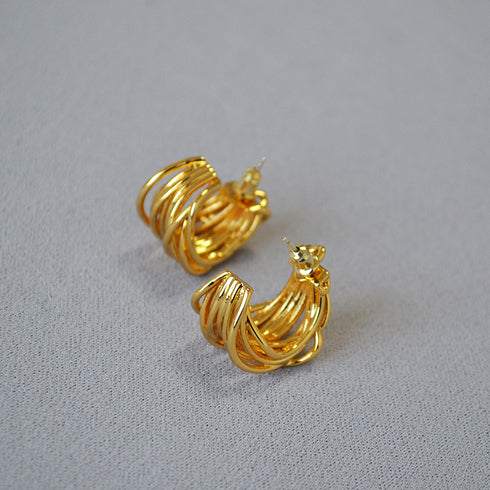 Multilayered Golden Strand Earrings - Zafari Studio Jewelry