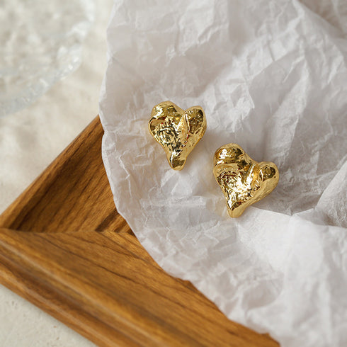Trendy Heart Gold Earrings - Zafari Studio Jewelry