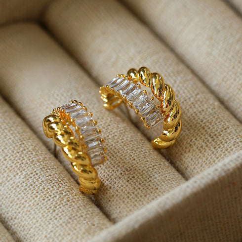 Twisted Striped CZ Earrings - Zafari Studio Jewelry