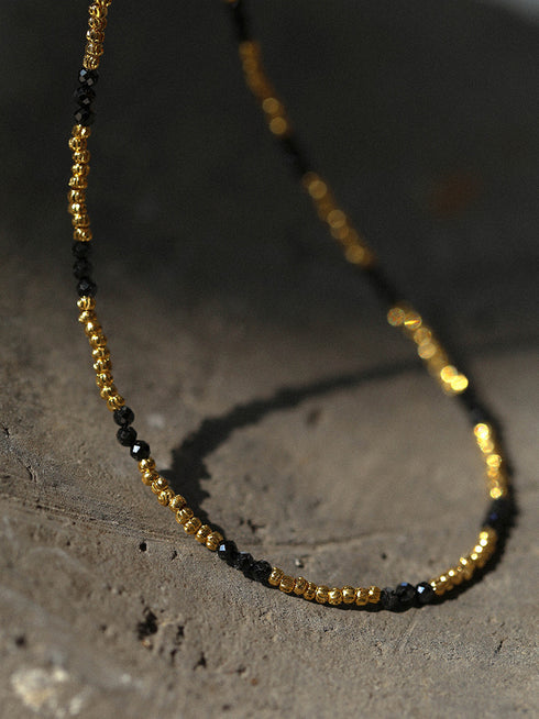 Mini Gemstones Gold Beaded Necklace - Zafari Studio Jewelry