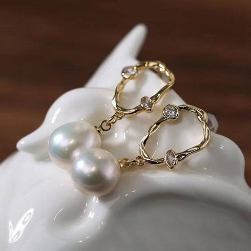 Irregular Pearl Drop Earrings - Zafari Studio Jewelry