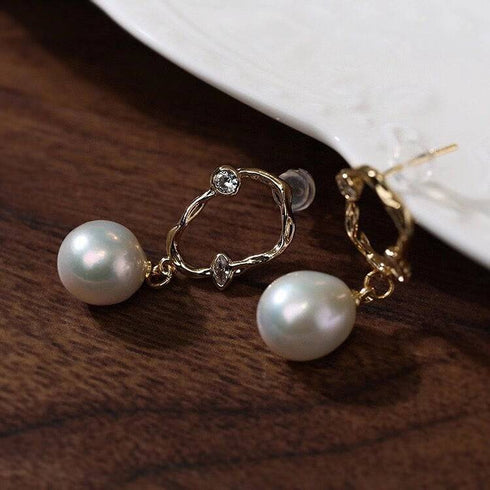 Irregular Pearl Drop Earrings - Zafari Studio Jewelry