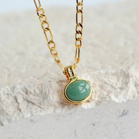 Aventurine Figaro Chain Necklace and Earring Set (Purchase Individually) - Zafari Studio Jewelry