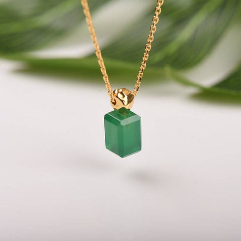 Green Agate Necklace Gold Vermeil - Zafari Studio Jewelry