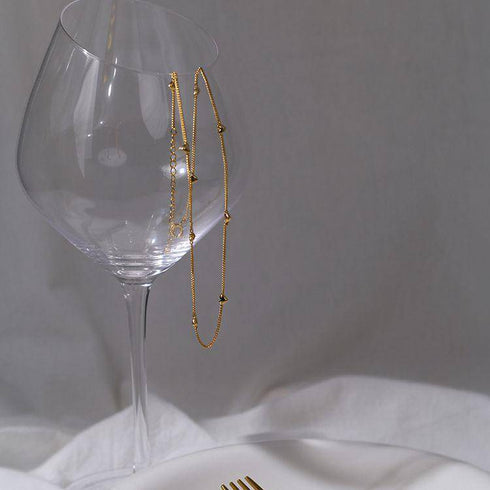 Heart Beaded Chain Gold Vermeil Necklace - Zafari Studio Jewelry