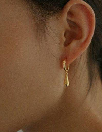 MIA Briolette Drop Huggie Hoop Earrings Gold Vermeil - Zafari Studio Jewelry