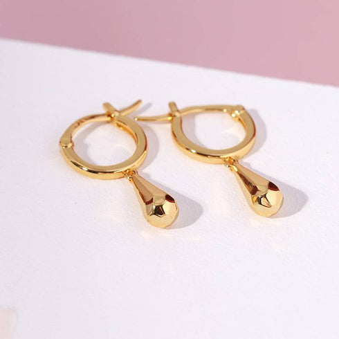 MIA Briolette Drop Huggie Hoop Earrings Gold Vermeil - Zafari Studio Jewelry