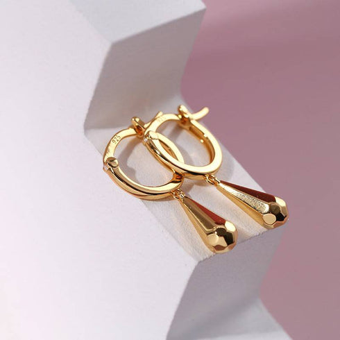 MIA Briolette Drop Huggie Hoop Earrings Gold Vermeil - Zafari Studio Jewelry