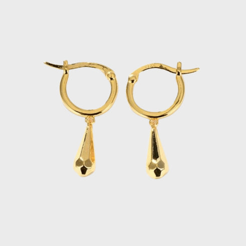 MIA Briolette Drop Huggie Hoop Earrings Gold Vermeil - Zafari Studio Jewelry