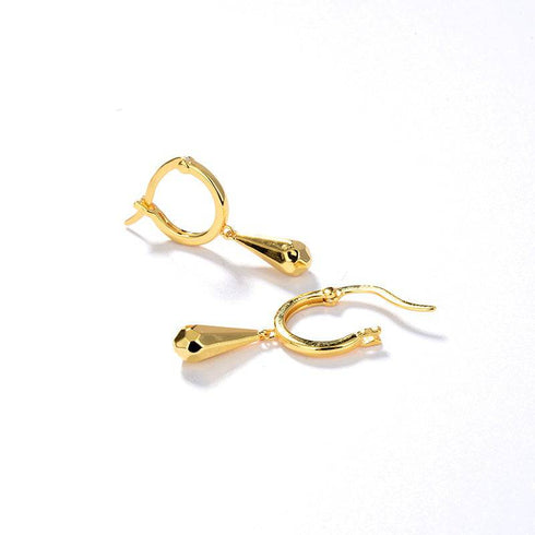 MIA Briolette Drop Huggie Hoop Earrings Gold Vermeil - Zafari Studio Jewelry
