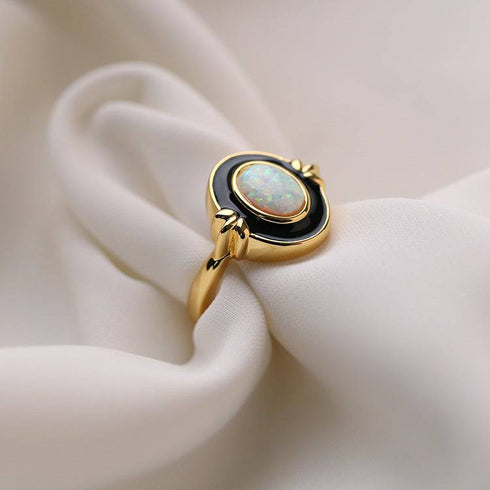 Opal Ring Gold Vermeil - Zafari Studio Jewelry