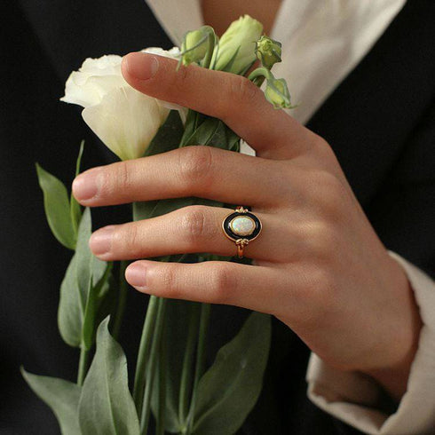 Opal Ring Gold Vermeil - Zafari Studio Jewelry