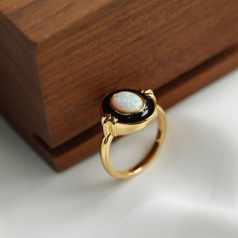 Opal Ring Gold Vermeil - Zafari Studio Jewelry