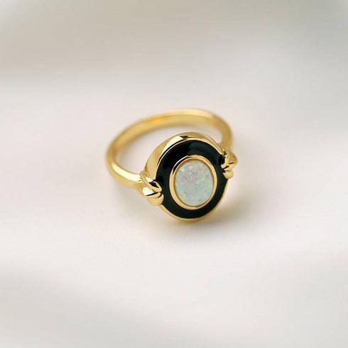 Opal Ring Gold Vermeil - Zafari Studio Jewelry