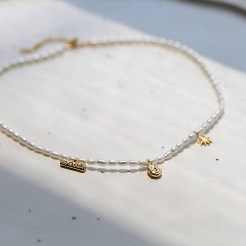 Star Multi Pendant Pearl Necklace - Zafari Studio Jewelry