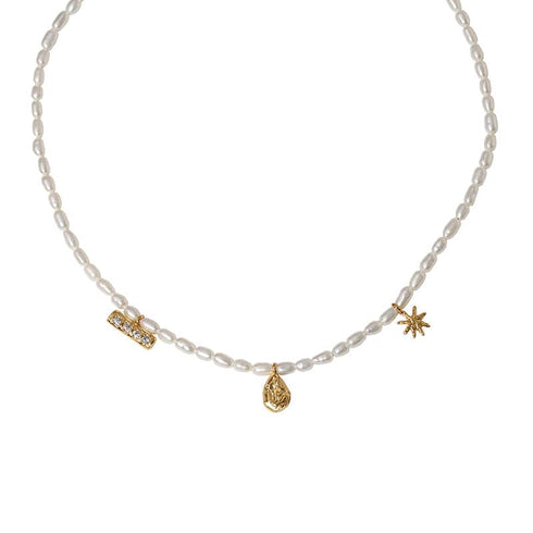 Star Multi Pendant Pearl Necklace - Zafari Studio Jewelry