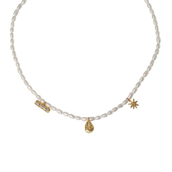 Star Multi Pendant Pearl Necklace - Zafari Studio Jewelry
