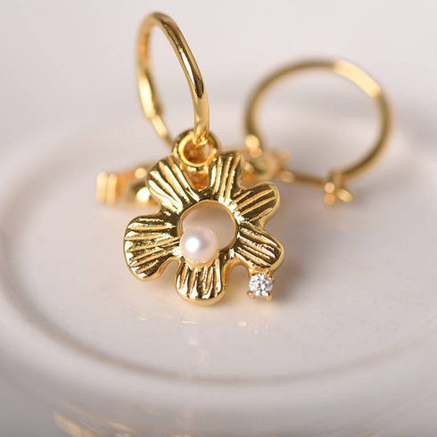 Vintage Daisy Flower Necklace Bracelet Earrings Gold Vermeil (Purchase Individually) - Zafari Studio Jewelry