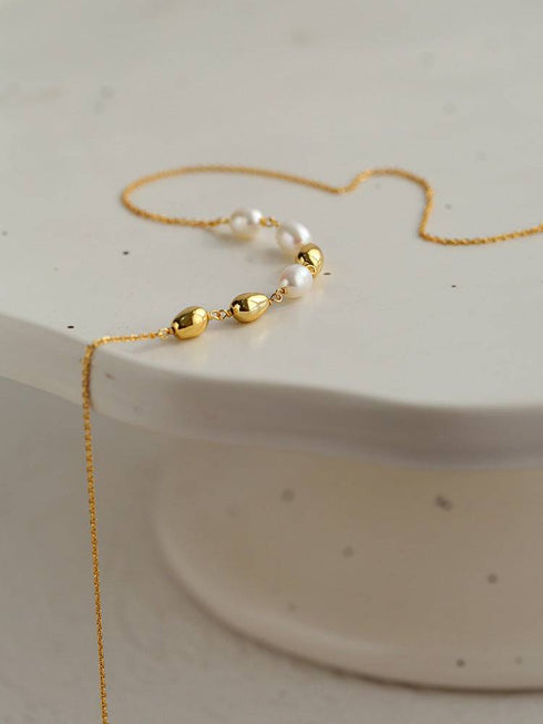 Gold Bean Pearl Bracelet - Zafari Studio Jewelry