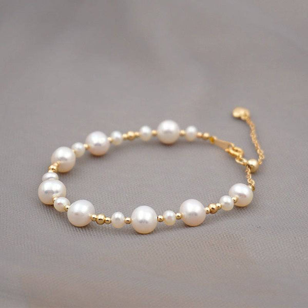 JULIET Gold Beaded Pearl Bracelet - Zafari Studio Jewelry