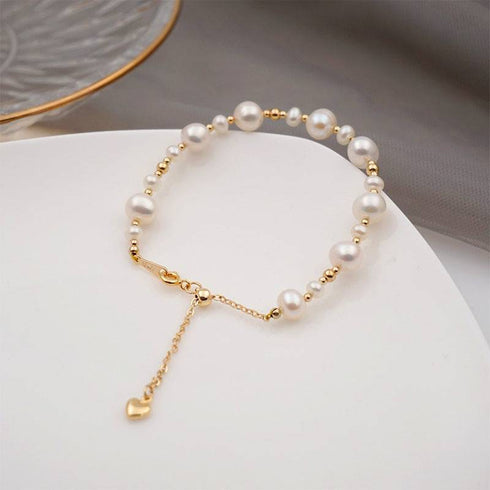 JULIET Gold Beaded Pearl Bracelet - Zafari Studio Jewelry