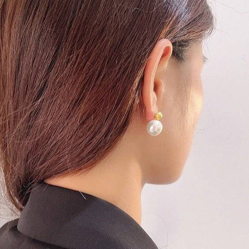 Gold Bean Baroque Pearl Earrings - Zafari Studio Jewelry