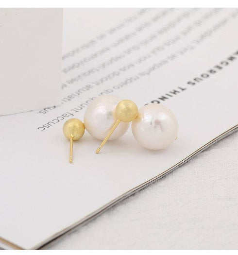 Gold Bean Baroque Pearl Earrings - Zafari Studio Jewelry