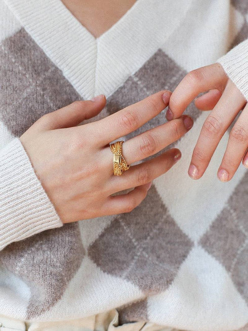 Chain Layered Gold Ring - Zafari Studio Jewelry