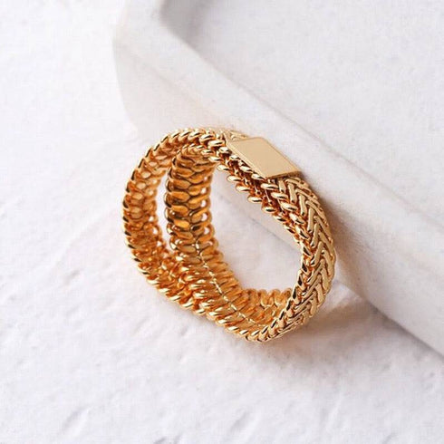Chain Layered Gold Ring - Zafari Studio Jewelry