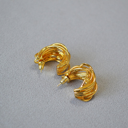 Multilayered Golden Strand Earrings - Zafari Studio Jewelry