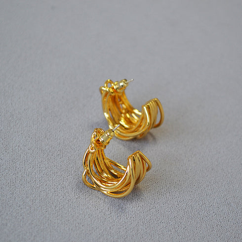 Multilayered Golden Strand Earrings - Zafari Studio Jewelry