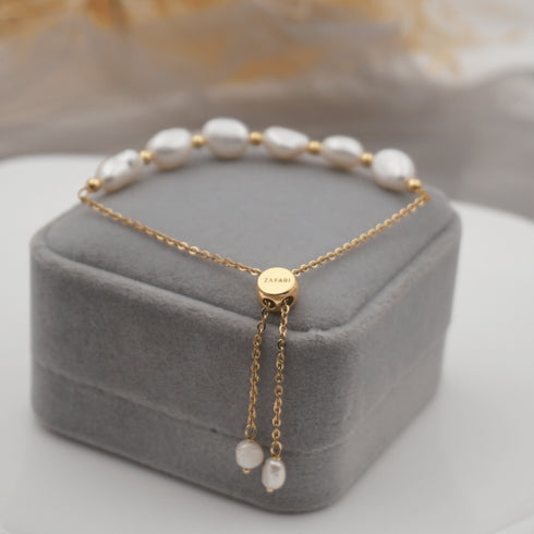 LUNA Luxe Pearl Bolo Bracelet - Zafari Studio Jewelry