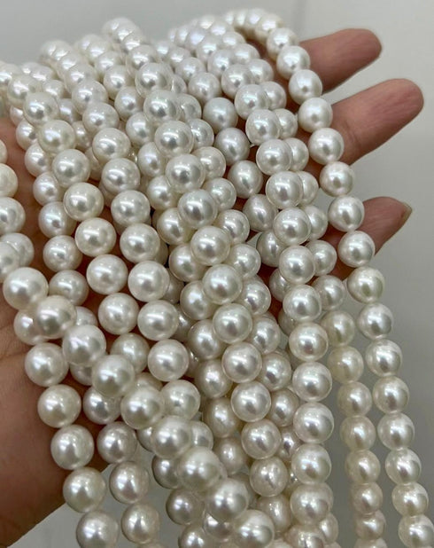 6-8mm White Freshwater Pearl Strand Necklace - Zafari Studio Jewelry