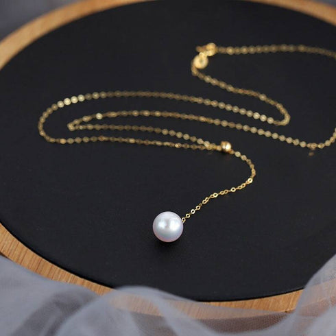 Single Drop Pearl Necklace Gold Vermeil - Zafari Studio Jewelry