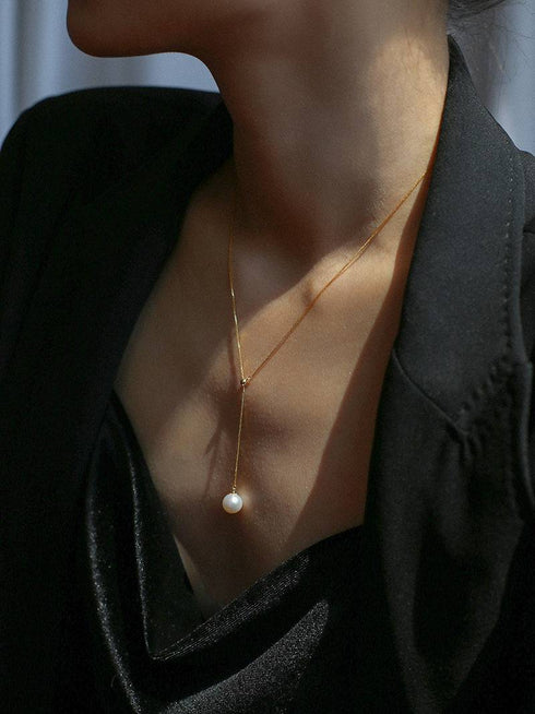 Single Drop Pearl Necklace Gold Vermeil - Zafari Studio Jewelry